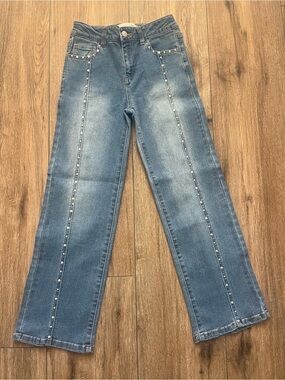 Violet Skye Light Blue Denim Jeans with Silver  Beaded Side Trim Size 10/12